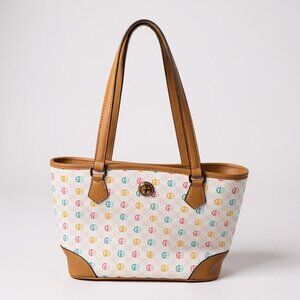 Giani Bernini Multicolor Logo Shoulder Bag Leather Trim & Handles Organizer